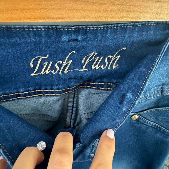 Tush Push columbian stretch skinny blue medium wash jeans size 7 28x35 Sexy - Picture 4 of 7